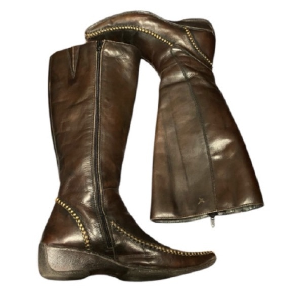 Pikolinos Dark Brown Leather Wedge Boots, US 9.5 - Picture 1 of 13